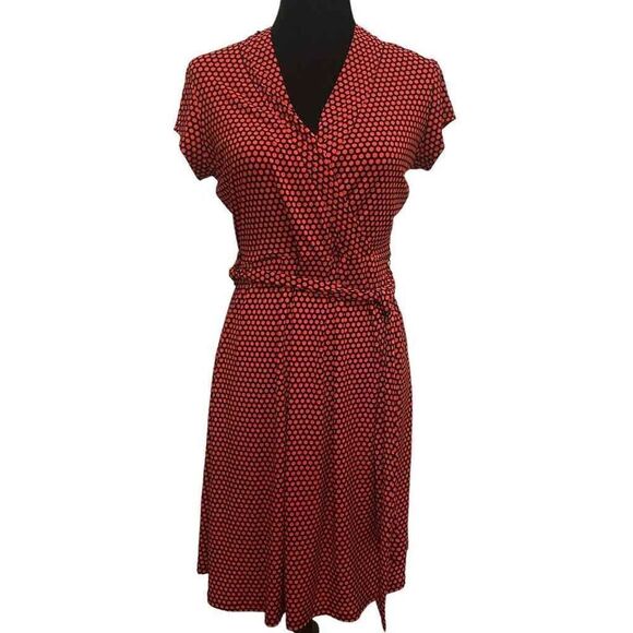Liz Claiborne Faux Wrap Polka Dot Dress Size Small - Picture 1 of 11